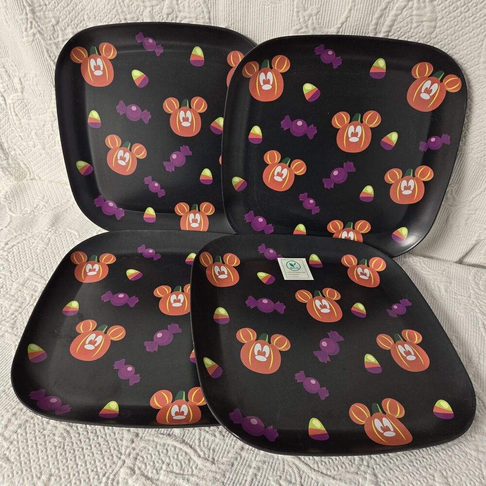 Disney Pumpkin Halloween Bamboo Square Plates Sustainable Fall Scary Fun Party